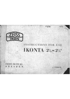 Zeiss Ikon Ikonta - Series manual. Camera Instructions.